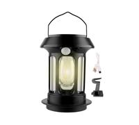 Monozoz Lanterne solaire de camping, lanterne LED 4 modes, lampe de poche portable étanche pour camping, jardinage, tente, pelouse, jardin, allée