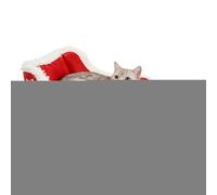 Monozoz Lit d'intérieur pour Chat - Lit de Noël Lavable avec antidérapant et Coussin Chaud - 50 x 38 x 26 cm/65 x 52 x 30 cm - Rouge
