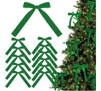 Monozoz Lot de 12 nœuds en ruban de velours - Décoration de sapin de Noël - Artisanat pour décoration d'intérieur et d'extérieur - Rouge vin/rouge/marron/rose/vert