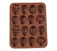 Monozoz Moule à gâteau en silicone en forme de tête de mort | 16 cavités en forme de tête de mort, moules en silicone pour chocolat, bonbons, glace, cubes, friandises d'Halloween