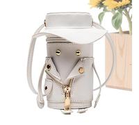 Monozoz Petit sac à main mignon en cuir synthétique pour voyage, sport, camping, soirée, mariage, bal de fin d'année, fiançailles, etc, blanc, Refer to description