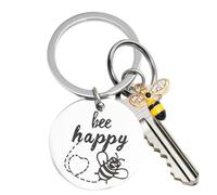 Monozoz Porte-clés « Be Hap py Bee » - Motif abeille inspirante - Cadeau - Pendentif abeille - Porte-clés animal, Style 3, Siehe Beschreibung