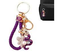 Monozoz Porte-clés en forme de serpent, porte-clés en strass avec fermoir à anneau, accessoire de voiture, violet, Refer to description