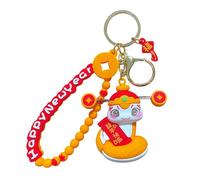 Monozoz Porte-clés serpent de l'année - Pendentif traditionnel en forme de serpent - Breloque classique en forme de serpent 2025, pendentifs de dessin animé pour clés, sac de voiture, sac à dos, Happy