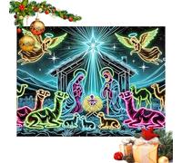 Monozoz Tapisserie de crèche de Noël - 1,8 x 2,3 m - Réactive aux UV - Décoration de vacances - Pour étudiants, jeunes adultes, organisateurs de fêtes, collectionneurs, propriétaires de maison