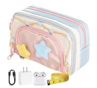 Monozoz Trousse à crayons portable pour étudiants, grande capacité, pochette à stylos esthétique pour loisirs créatifs, dessin, voyage, école, salle de classe, étudiantes et filles, rose, Refer to