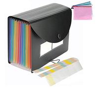 MonQi Trieur A4 24 Poches avec Couvercle + 3 PVC Zip Document Dossier A4, Grande Capacité Trieur Extensible Accordéon/Extensible Trieur Accordéon pour École, Bureau, Maison