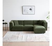 Monroe canapé modulable: canapé droit 3 places + 1 pouf en velours côtelé vert