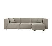 CONCEPT USINE | Canapé Modulable en Velours Côtelé | 3 Places + 1 Pouf | Monroe Gris Clair | Style Moderne et Ultra Tendance | Large Assise et Pouf Modulable | Revêtement : Tissu 100% Polyester