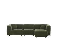 Monroe canapé 3 places + 1 pouf en velours côtelé vert