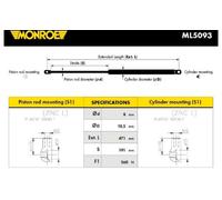 MONROE ML5093 Vérin de coffre / hayon 471mm Pour RENAULT CLIO