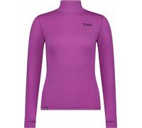 Mons Royale - Première couche technique en laine de mérinos à col motnant - Cascade W Merino Base Layer Mock Neck Long Sleeve Purple Bolt pour Femme Vert M