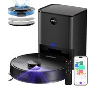 MONSGA Aspirateur Robot Laveur avec Serpillière & 3.5L Vidage Automatique Station, 5000 Pa Aspiration,180Min, Navigation LiDAR & Cartographie 3D, APP/Remote/Voice Contrôle pour Tapis Poils d'animaux