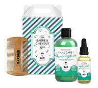 Coffret Barbe et Cheveux pour homme de Monsieur BARBIER | Français, Naturel et Végan | Shampoing, Huile barbe et Peigne Double Face | Kit cadeau beauté pour hommes