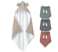 Monsieur Bébé - Cape, Sortie de Bain intérieur 100% Coton - 75 x 75 cm - Lapin - Plusieurs Coloris Disponibles