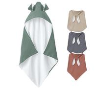 Monsieur Bébé - Cape, Sortie de Bain pour bébé intérieur 100% Coton - 75 x 75 cm - Lapin - Plusieurs Coloris Disponibles