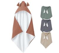 Monsieur Bébé - Cape, Sortie de Bain pour bébé intérieur 100% Coton - 75 x 75 cm - Lapin - Plusieurs Coloris Disponibles
