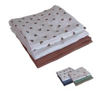 Monsieur Bébé - Lot de 3 Langes bébé, Serviettes absorbantes et Respirantes - 100% Mousseline de Coton - 30 x 30 cm - Plusieurs Coloris