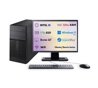 Monsieur CyberMan PC Tour Écran 22" I5 SSD 1To RAM 32Go W11 Pro WiFi Clavier Souris OpenOffice 2025