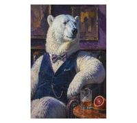 Monsieur l'ours Polaire Puzzle 1000 Pièces en Bois, Casse-Tête Complexe
