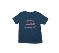 Monsieur Trendy T-Shirt Adulte Coton Collection J'Peux Pas J'Ai Grand Prix - Bleu Marine - Design Rouge - Taille M