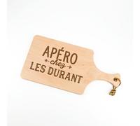 Monsieur TSHIRT Planche Apéro en Bois Personnalisable avec Manche, Gravure Artisanale Française, Planche à Découper pour Apéritif