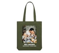 Monsieur TSHIRT Tote Bag Personnalisable en Coton Bio et Polyester Recyclé, Impression Artisanale, Fait en France à Bordeaux, sac personnalisé (Kaki)