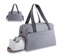 MonSiiLine Sac de sport pour homme et femme avec compartiment à chaussures - Imperméable et durable - Sac de voyage pour le sport, la gym, la natation, le yoga, l'avion, le week-end, la nuit, gris