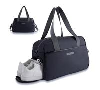 MonSiiLine Sac de sport pour homme et femme avec compartiment à chaussures - Imperméable et durable - Sac de voyage pour le sport, la gym, la natation, le yoga, l'avion, le week-end, la nuit, noir