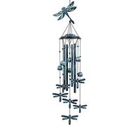 Monsiter QE Carillon éolien d'extérieur avec 4 Tubes en Aluminium - Crochet en Forme de Libellule en S, Cloches à Vent à Suspendre pour terrasse, Jardin, arrière-Cour ou Porche