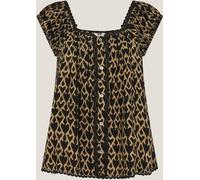 Monsoon Monsoon Black Arti Print Button Top