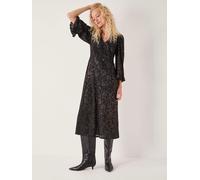 Monsoon Monsoon Black Deyla Sparkle Devoré Jersey Midi Dress Black 20