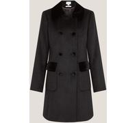 Monsoon Monsoon Black Lottie Velvet Trim Double Breasted Coat