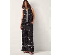 Monsoon Monsoon Black Samara Embroidered Wide Leg Trousers