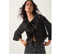 Monsoon Monsoon Black Tia Tie-Front Textured Jacket