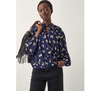 Monsoon Monsoon Blue Angela Leaf Print Wrap Blouse
