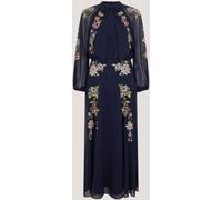 Monsoon Monsoon Blue Annika Floral Embroidered Chiffon Midi Dress Blue 22