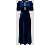 Monsoon Monsoon Blue Celeste Embellished Bow Velvet Midi Dress Blue EU 46 (UK 18)