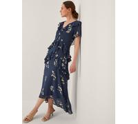 Monsoon Monsoon Blue Celeste Floral Print Ruffle Maxi Dress Blue 18