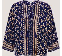 Monsoon Monsoon Blue Clover Print Tassel Top