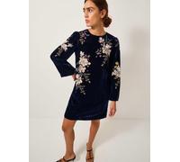 Monsoon Monsoon Blue Fallon Floral Embroidered Velvet Mini Dress Blue EU 36 (UK 8)