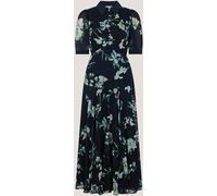 Monsoon Monsoon Blue Lilwen Floral Midi Tea Dress Blue EU 36 (UK 8)