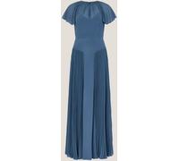 Monsoon Monsoon Blue Madison Flutter Sleeve Pleated Bridesmaid Dress Blue EU 48 (UK 20)