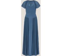 Monsoon Monsoon Blue Madison Flutter Sleeve Pleated Maxi Bridesmaid Dress Blue EU 48 (UK 20)