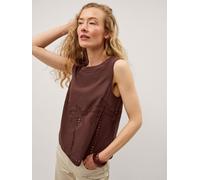 Monsoon Monsoon Brown Eden Palm Cutwork Tank Top