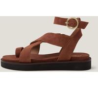 Monsoon Monsoon Brown Ivy Toe Strap Crossover Suede Sandals