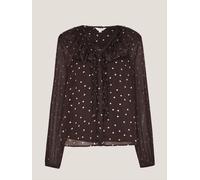 Monsoon Monsoon Brown Mackie Sheer Polka Dot Ruffle Blouse