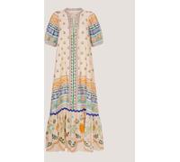 Monsoon Monsoon Cream Charlie Taylor Printed Puff Sleeve Midi Dress Cream S (EU 36-38)