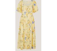 Monsoon Monsoon Etta Floral Linen Blend Midi Dress Jaune EU 50 (UK 22)