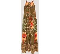 Monsoon Monsoon Fallon Sleeveless Tropical Print Midi Dress Vert S (EU 36-38)